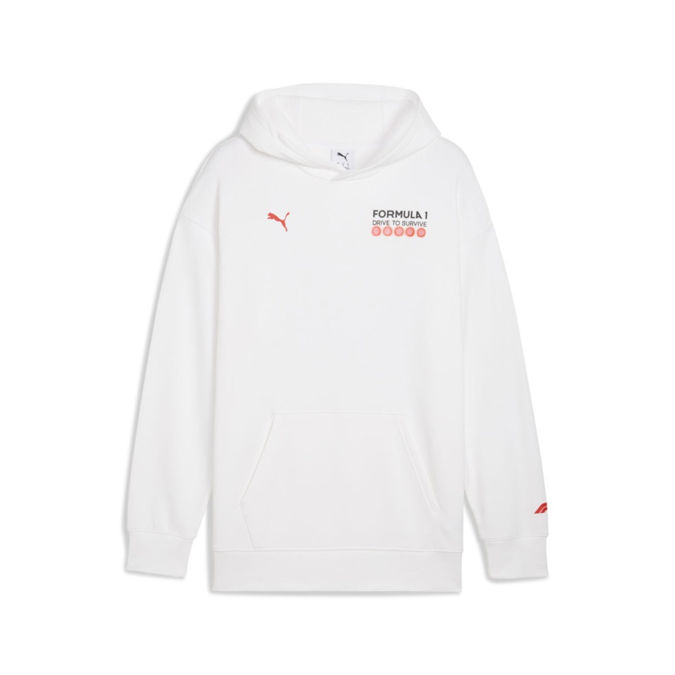 Formule 1 pánská mikina s&nbsp;kapucí DTS Relaxed white F1 Team 2025 - F1 mikiny, bundy