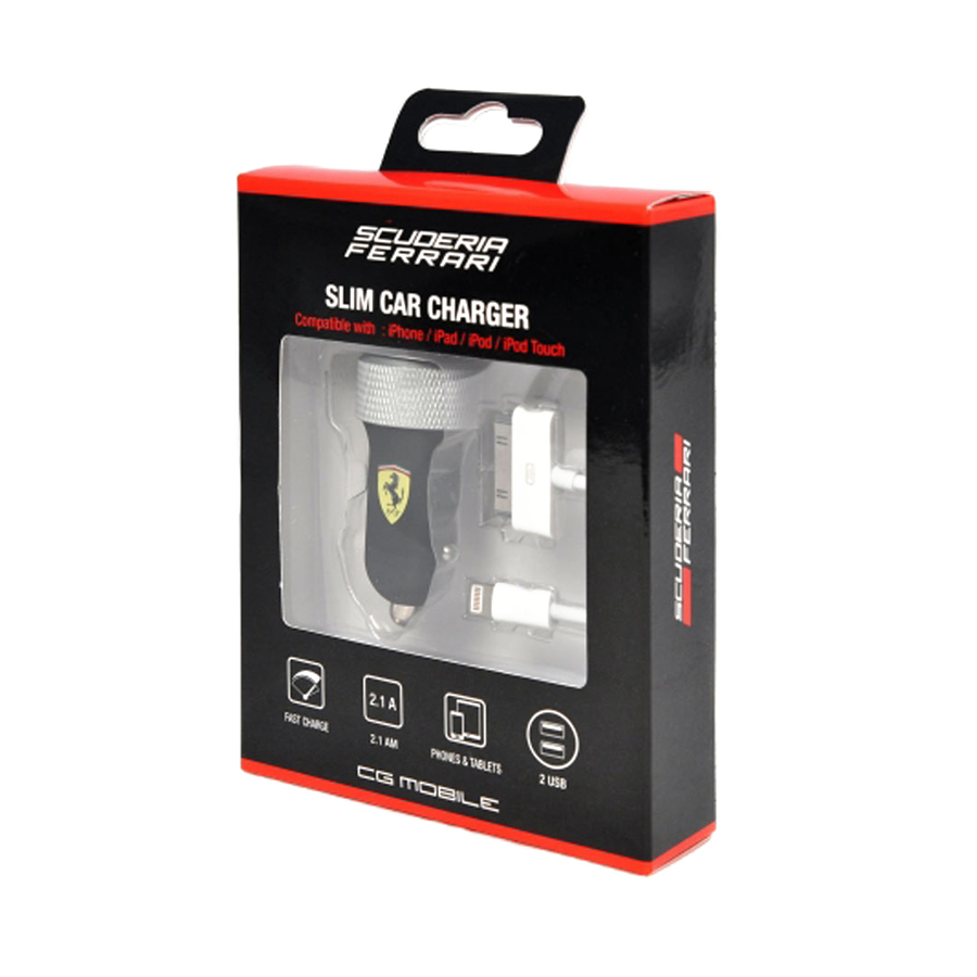 Scuderia Ferrari F1 2025 nabíječka do auta Apple 2 USB černá - Ferrari Doplňky Nabíječky a&nbsp;powerbanky