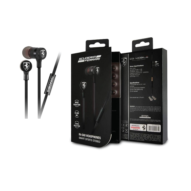 SF sluchátka černé - Ferrari Doplňky Pouzdra a&nbsp;kryty na mobil