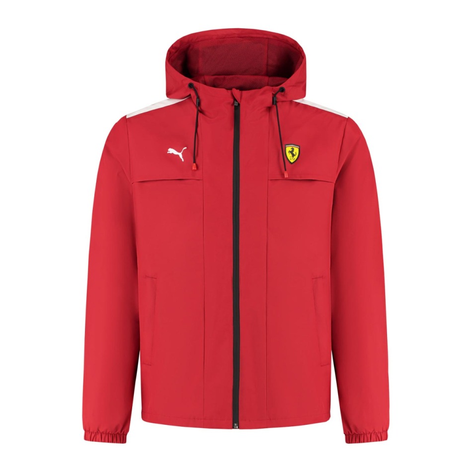 Ferrari pánská bunda s kapucí Rain red F1 Team 2025