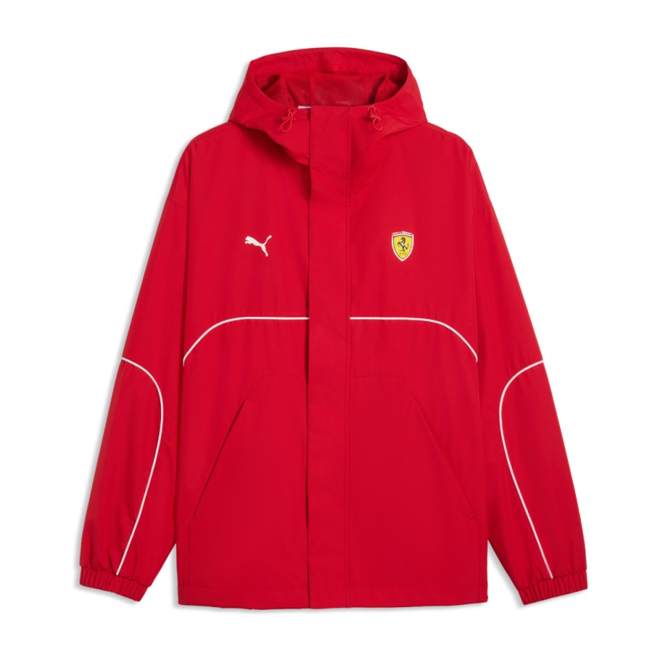 Ferrari pánská bunda s&nbsp;kapucí Rain red F1 Team 2026 - Ferrari mikiny, bundy