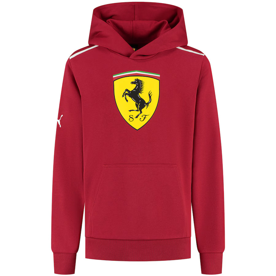 Ferrari F1 dětská mikina s kapucí a logem červená