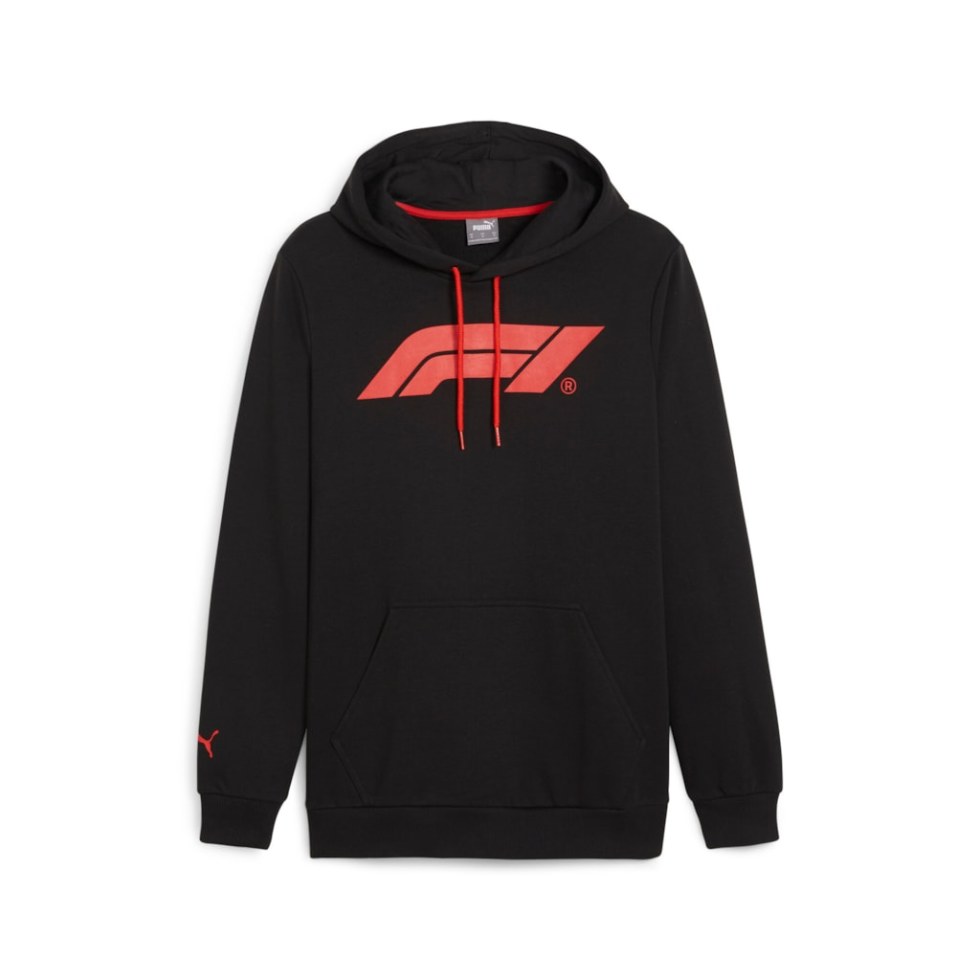Formula 1 F1 pánská mikina s kapucí ESS Logo - Puma černá - Ferrari Mikiny