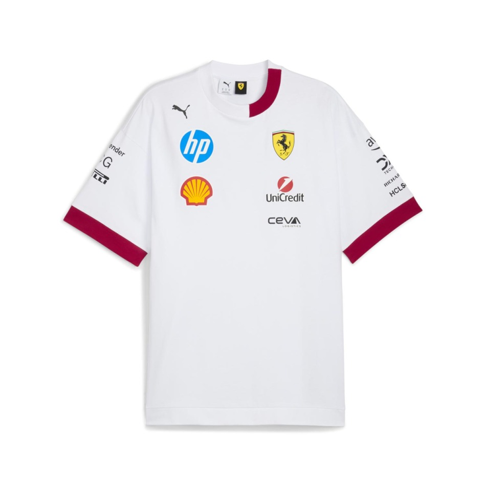 Ferrari pánské tričko Drivers Oversized white F1 Team 2025 - Ferrari trička, polo trička, košile