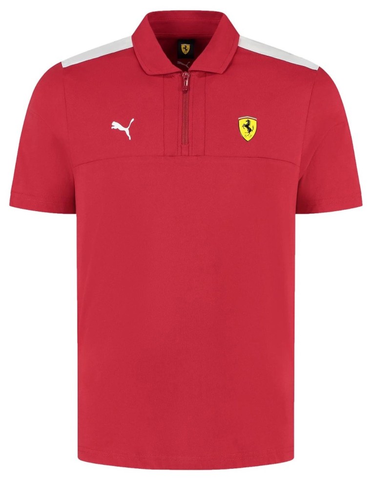Ferrari F1 2025 pánské polo tričko s&nbsp;bílými pruhy - červené - Ferrari Trička