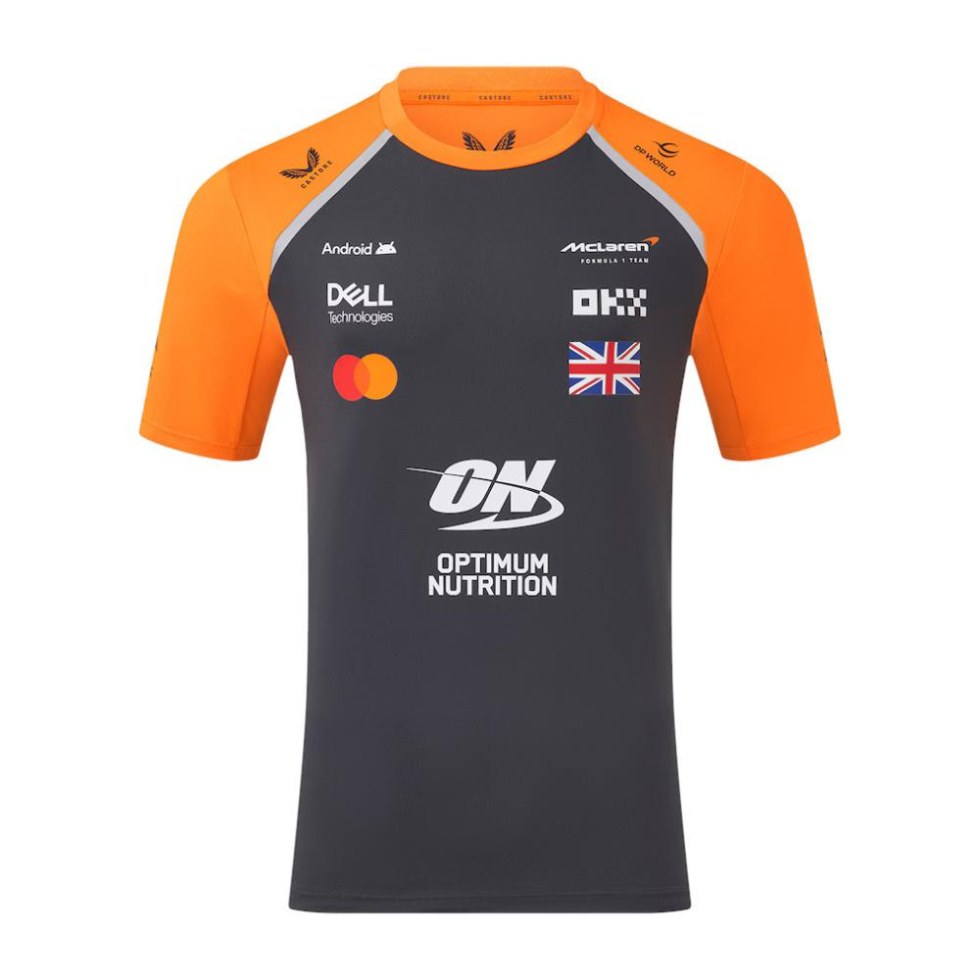 McLaren F1 2025 týmové tričko Lando Norris šedé