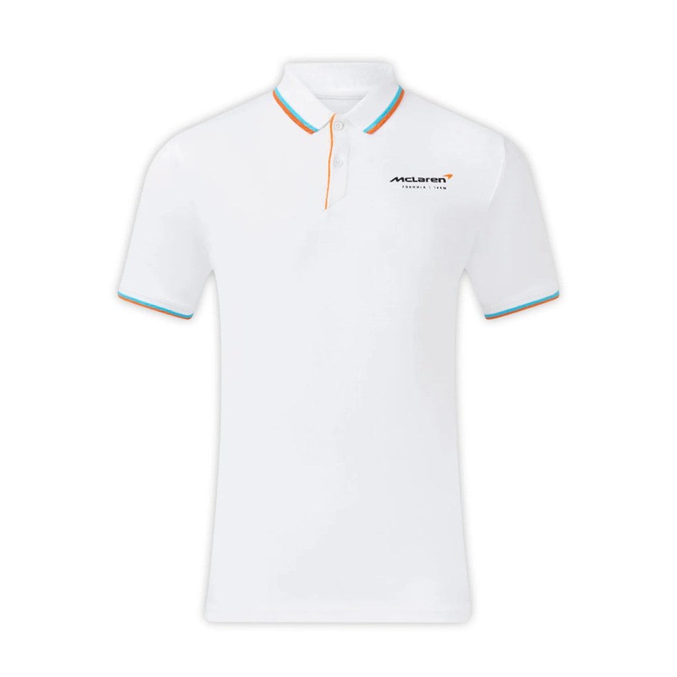 McLaren F1 2025 pánské polo tričko Core Essentials bílé - McLaren Trička