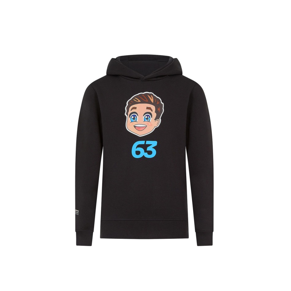 Mercedes AMG Petronas dětská mikina s&nbsp;kapucí Caricature Graphic black George Russell F1 Team 2024 - Mercedes dětské oblečení AMG