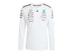 Mercedes AMG Petronas pánské tričko s&nbsp;dlouhým rukávem white official Teamline Replica F1 Team 2025