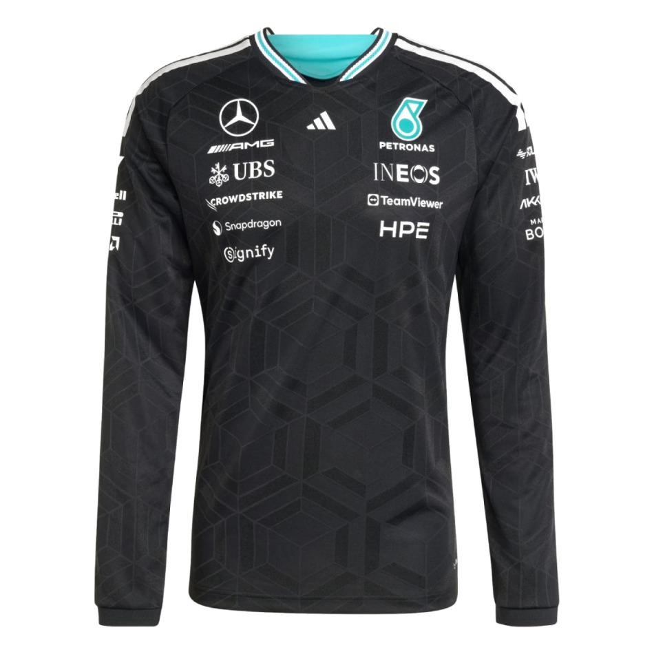 Mercedes AMG Petronas pánské tričko s dlouhým rukávem black official Teamline Replica F1 Team 2026