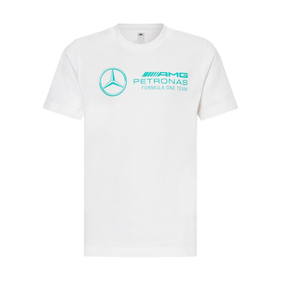 Mercedes AMG Petronas F1 2026 pánské tričko DNA s&nbsp;velkým logem bílé - Mercedes Trička