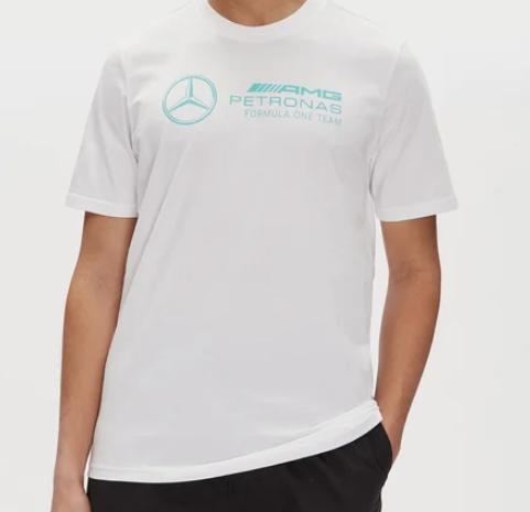 Mercedes AMG Petronas F1 2026 pánské tričko DNA s&nbsp;velkým logem bílé - Mercedes Trička
