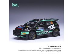 Model IXO Škoda Fabia Rally2 #22 Greensmith/Andersson WRC Safari Rallye Kenia 2024 1:43