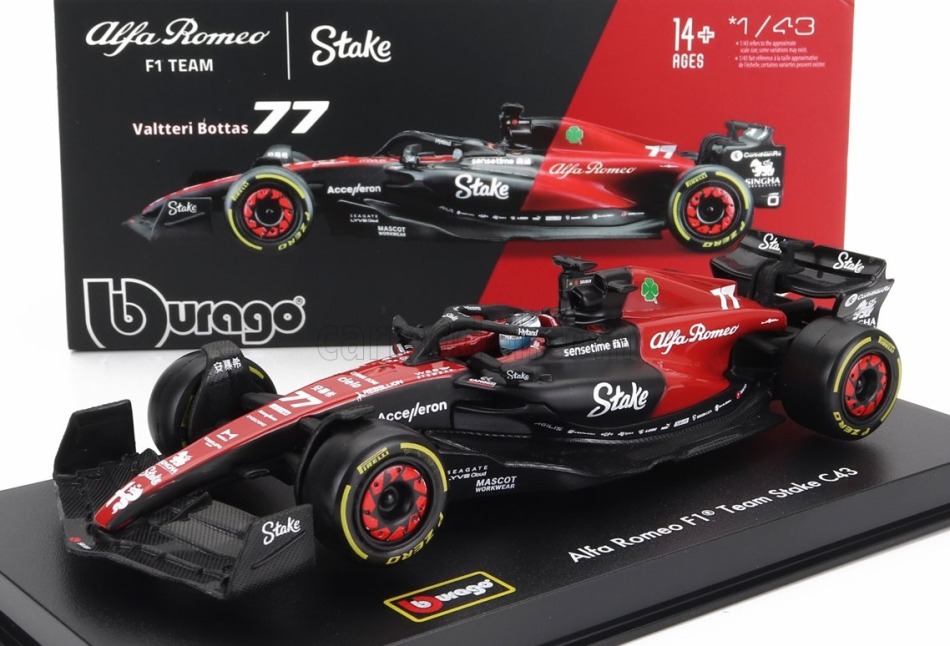 Modely aut a&nbsp;motorek model 1/43 Alfa Romeo F1 C43 BBurago Valtteri Bottas #77 2023 Signature - Modely aut a&nbsp;motorek