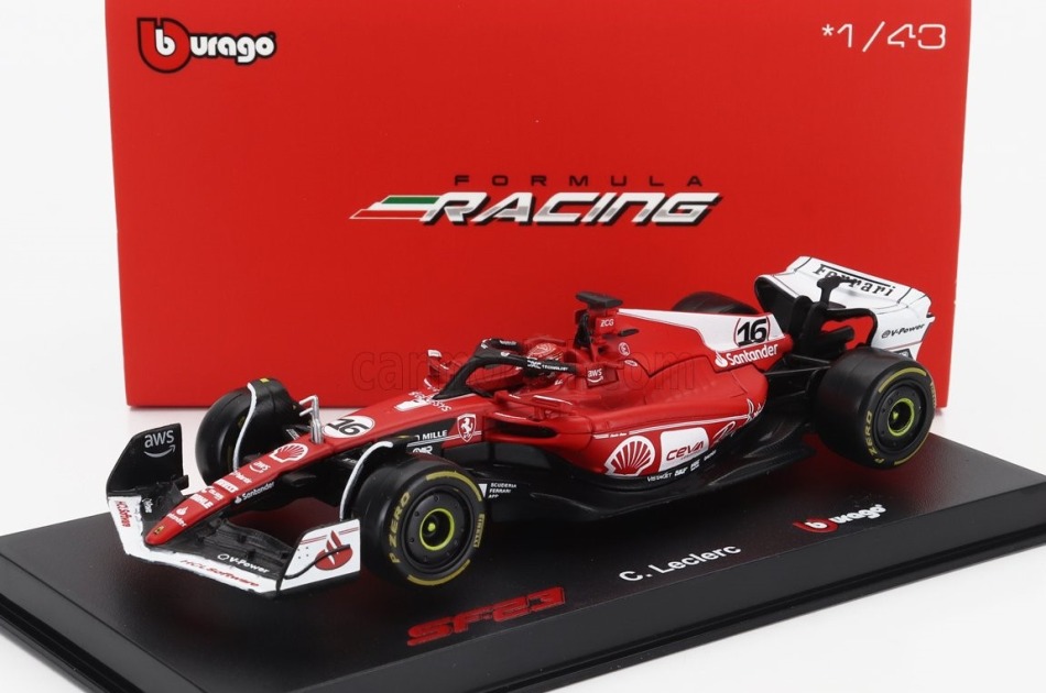 Modely aut a&nbsp;motorek model 1/43 Scuderia Ferrari SF-23 BBurago Leclerc #16 Las Vegas 2023 Signature - Modely aut a&nbsp;motorek