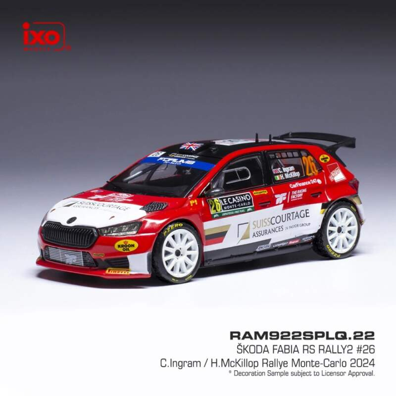 Model IXO Škoda Fabia Rally2 2024 N.26 C. Ingram - Rally Monte Carlo 1:43 - Modely aut a&nbsp;motorek