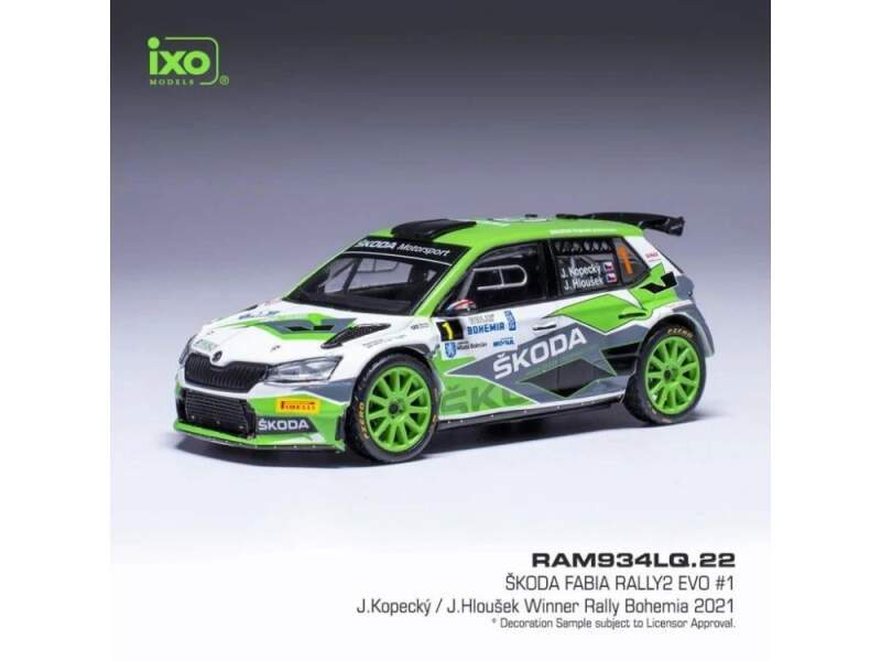 Model IXO Škoda Fabia Rally2 EVO - Rally Bohemia 2021 #1 Kopecký 1:43 - Modely aut a&nbsp;motorek