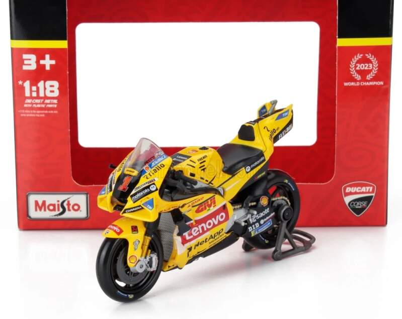 Modely aut a&nbsp;motorek model 1/18 Ducati MotoGP GP23 - Francesco Bagnaia #1 - Misano SE - Modely aut a&nbsp;motorek