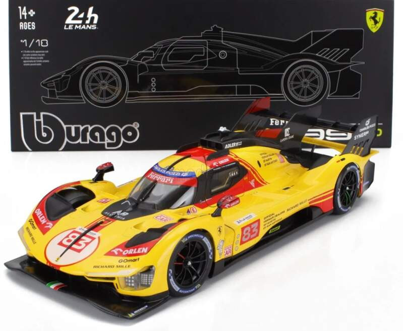 Model BBurago Ferrari 499P NR.83 Le Mans 2024 1:18 AF Corse - Deluxe edice - Modely aut a&nbsp;motorek