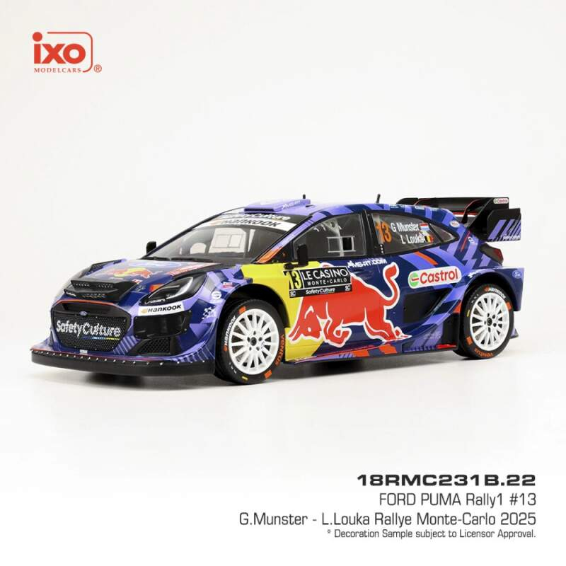 Model IXO Ford Puma WRC Rally Monte Carlo 2025 G. Munster 1:18 - Modely aut a&nbsp;motorek