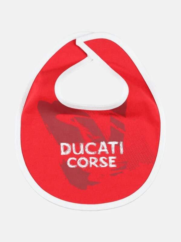 Ducati Corse dětský bryndák inscription red 2026 - Moto GP Ducati Corse Dětské oblečení Ducati