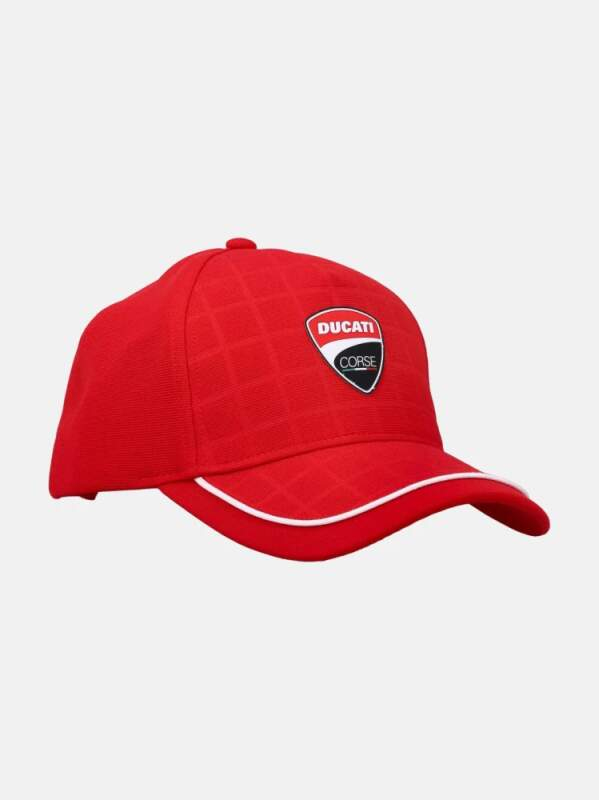 Ducati Corse čepice baseballová kšiltovka Debossed Grid red 2026 - Moto GP Ducati Corse Kšiltovky, čepice, rukavice Ducati