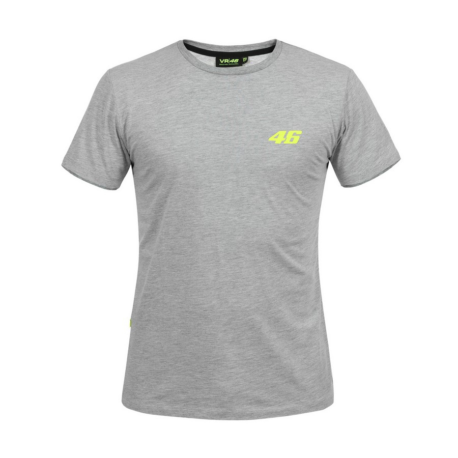Valentino Rossi pánské tričko grey logo VR46 yellow Core - S - Moto GP Valentino Rossi Trička, polo trička, košile