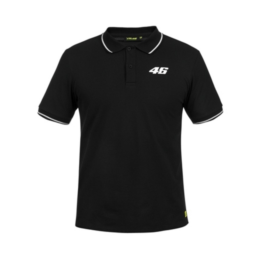 Valentino Rossi pánské polo tričko black logo VR46 white Core - XS - Moto GP Valentino Rossi Trička, polo trička, košile
