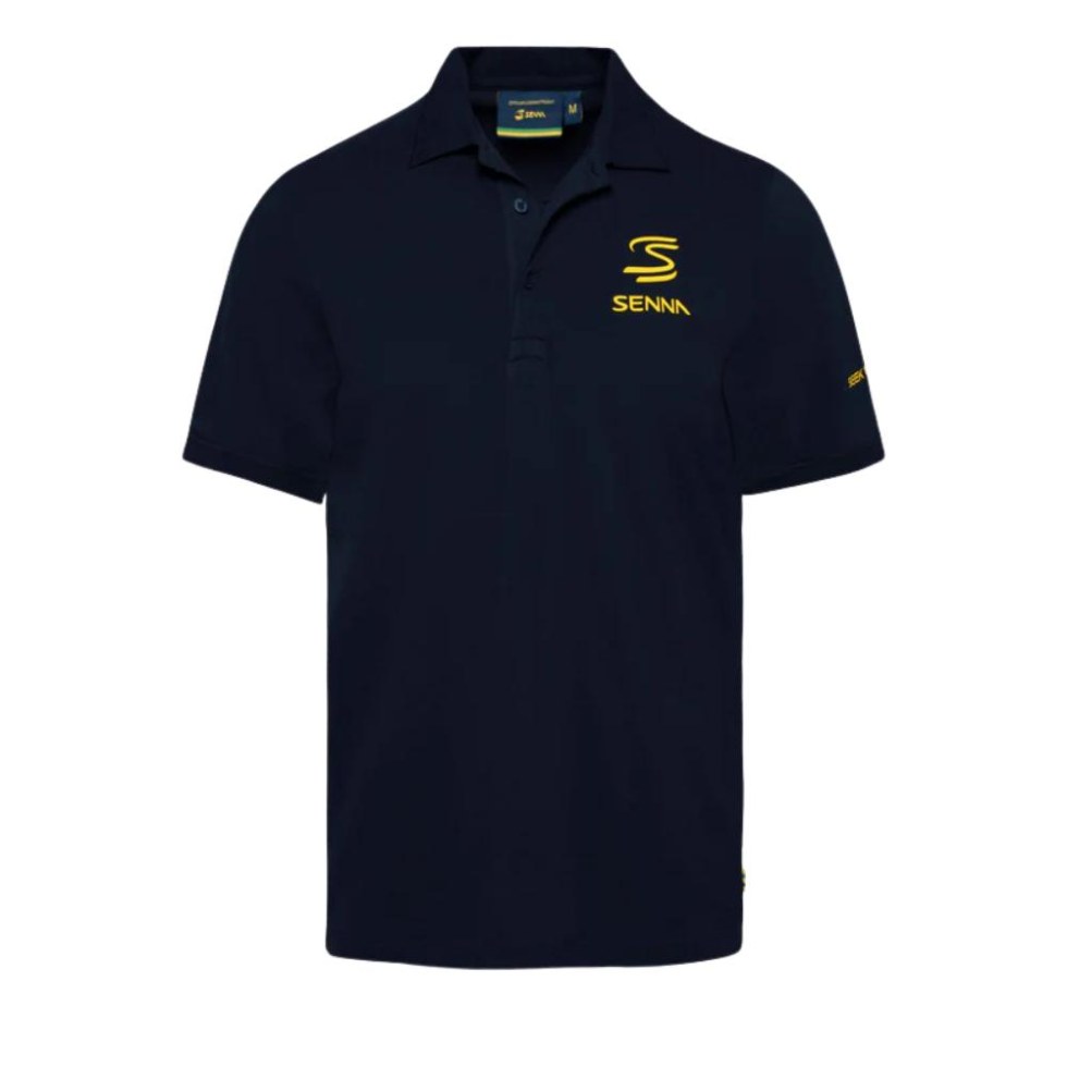 Ayrton Senna pánské polo tričko Legacy modré Ayrton Senna pánské polo tričko Legacy modré - Piloti F1 Ayrton Senna Trička