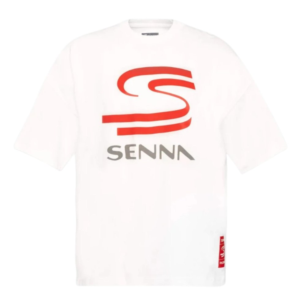 Ayrton Senna pánské tričko Oversize Graphic bílé