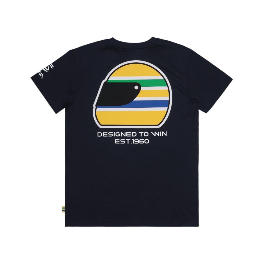 Ayrton Senna Helmet pánské tričko modré - Piloti F1 Ayrton Senna Trička