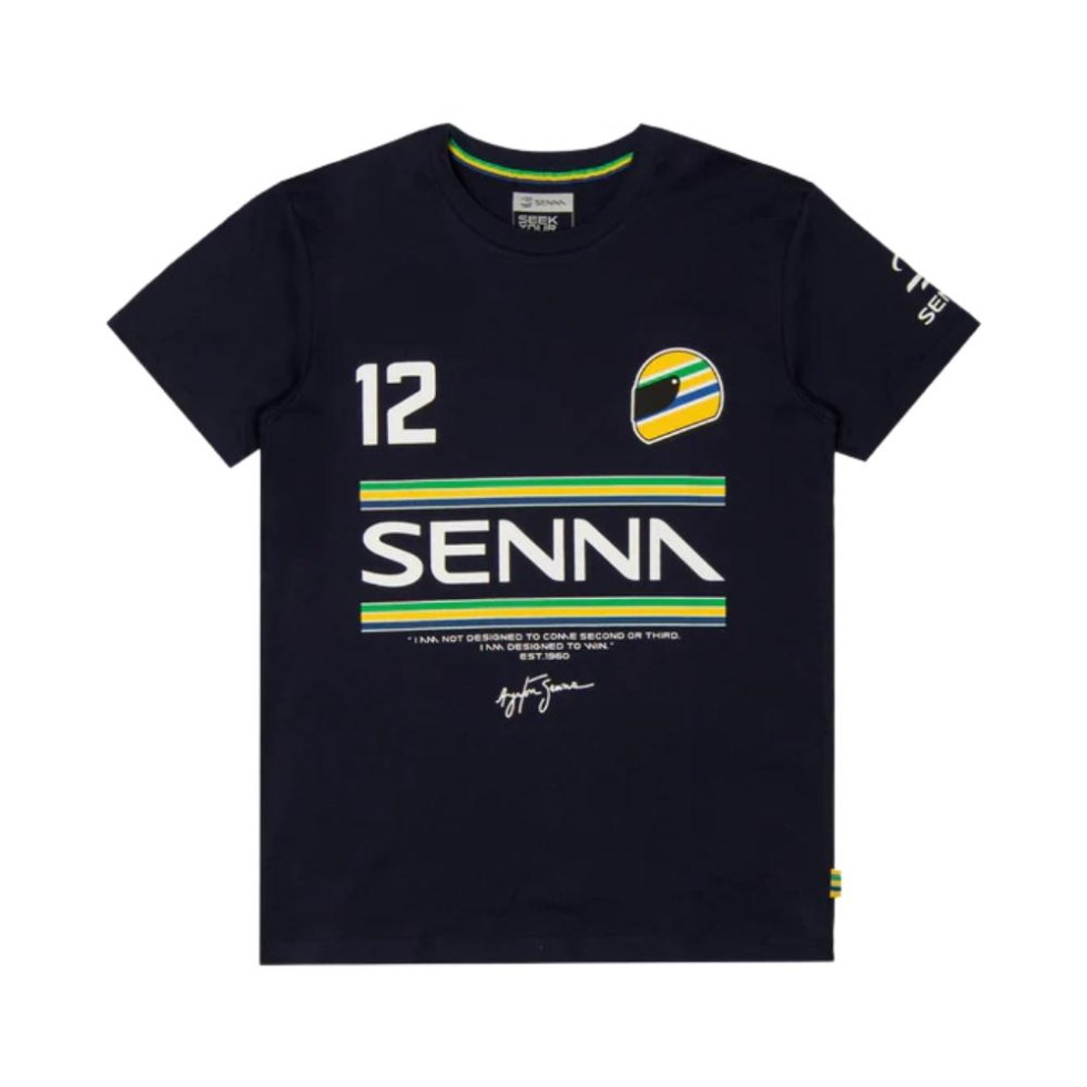 Ayrton Senna Stripe #12 pánské tričko modré - Piloti F1 Ayrton Senna Trička