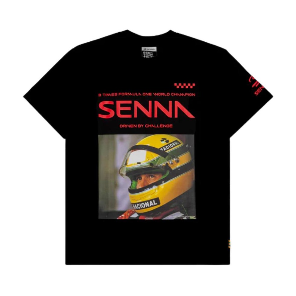 Ayrton Senna Race pánské tričko černé - Piloti F1 Ayrton Senna Trička