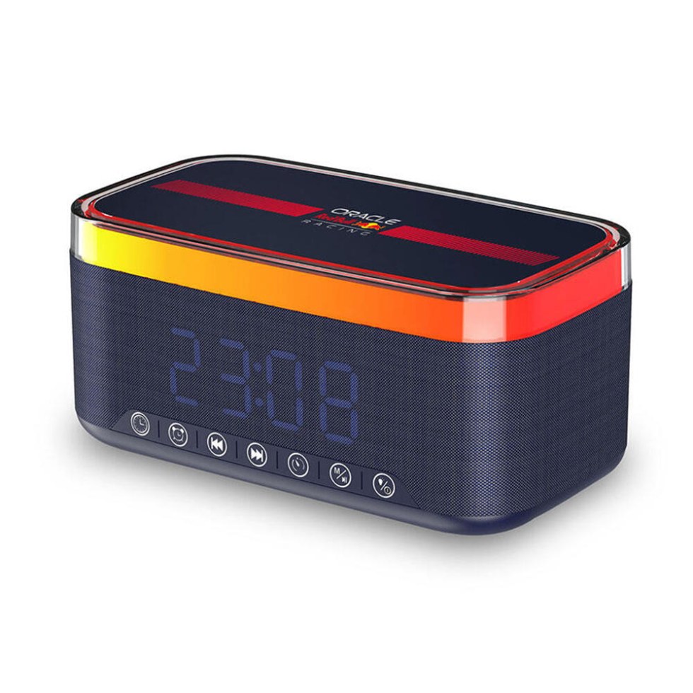 Oracle Red Bull Racing – Bluetooth budík s&nbsp;reproduktorem 10W, FM, USB & bezdrátovým nabíjením - Red Bull Doplňky
