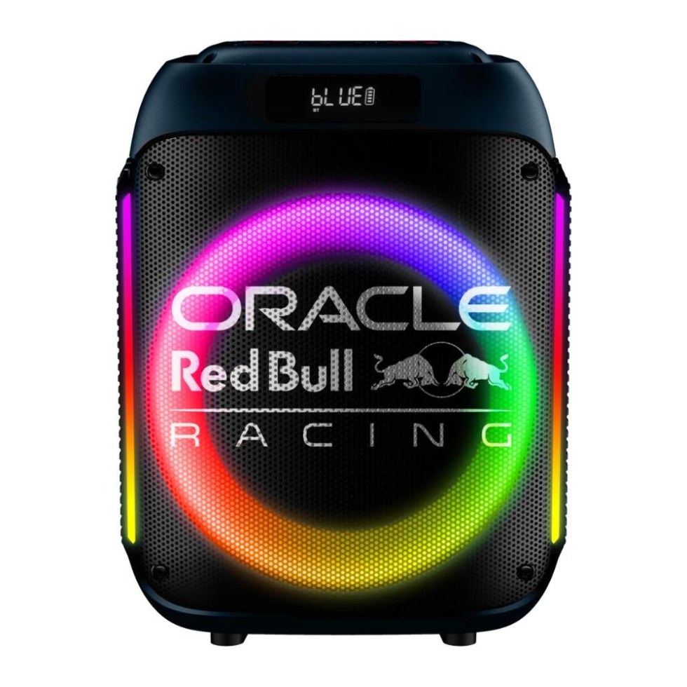 Oracle Red Bull Racing SK250 - Bluetooth party přenosný reproduktor s&nbsp;LED podsvícením, 40 W, USB, FM rádio, TWS a&nbsp;dálkové ovládání - Red Bull Doplňky