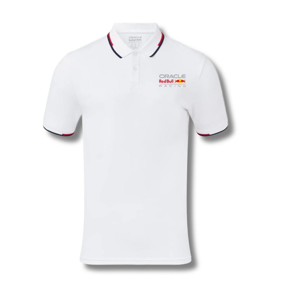 Red Bull Racing unisex polo tričko Core s&nbsp;barevným logem - bílé - Red Bull Trička