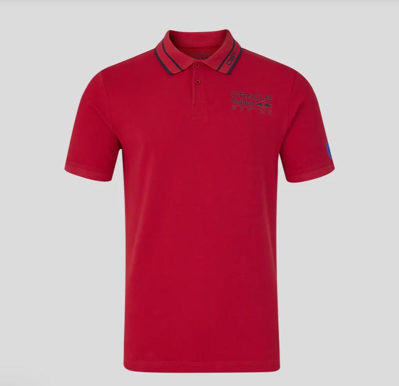 Red Bull Racing F1 2026 unisex Fit polo tričko s modrým logem červené