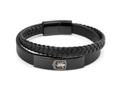 Aston Villa náramek Black IP Leather Bracelet