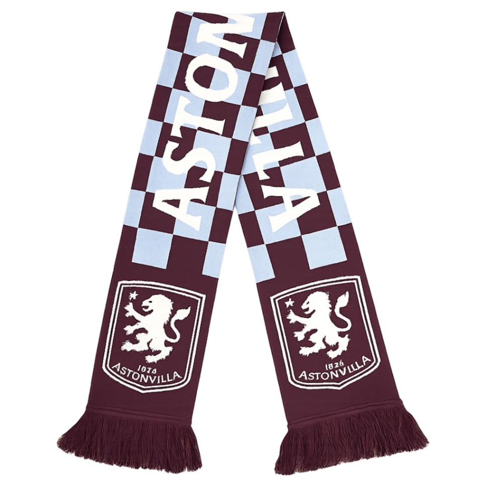 Aston Villa zimní šála Checked - Aston Villa kšiltovky, čepice, rukavice