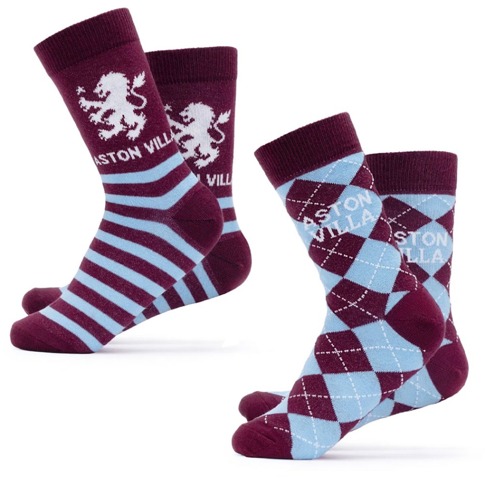 Aston Villa ponožky Twin Pack Dress 7-11 UK (40-46) EU - Aston Villa ostatní modní doplňky