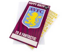 Aston Villa narozeninové přání se samolepkami Personalised Birthday Card