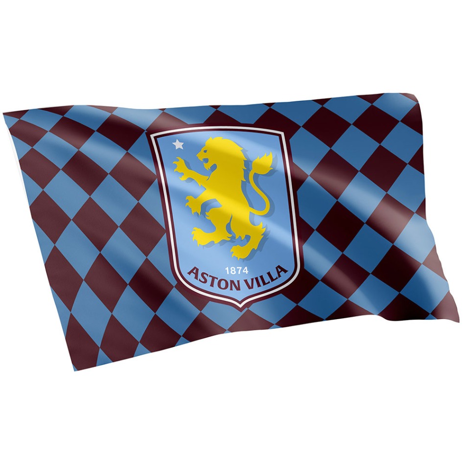 Aston Villa vlajka Checked - Aston Villa vlajky, plakáty
