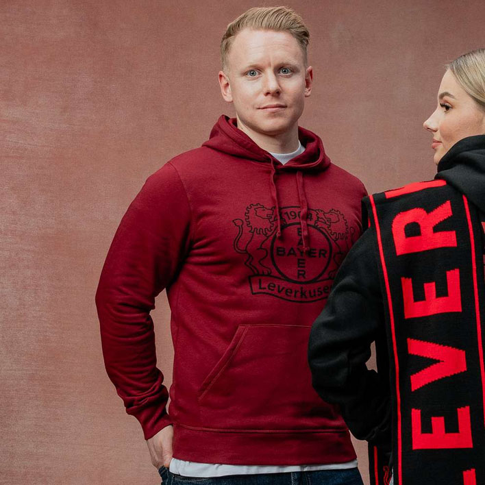 Bayer 04 Leverkusen pánská mikina s&nbsp;kapucí Logo burgundy - Bayer 04 Leverkusen mikiny, bundy
