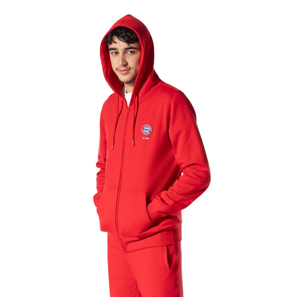 Bayern Mnichov pánská mikina s&nbsp;kapucí Hooded Zip red - Bayern Mnichov mikiny, bundy