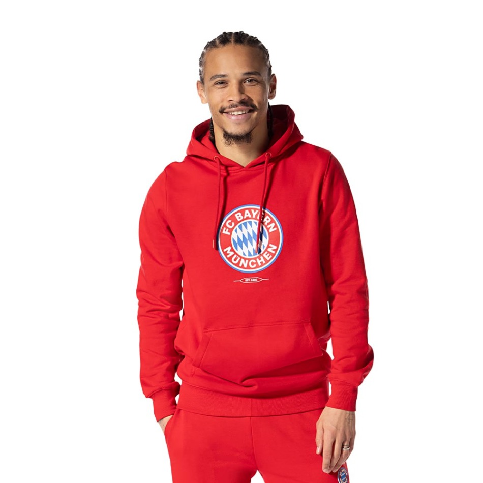 Bayern Mnichov pánská mikina s&nbsp;kapucí Essential red - Bayern Mnichov mikiny, bundy