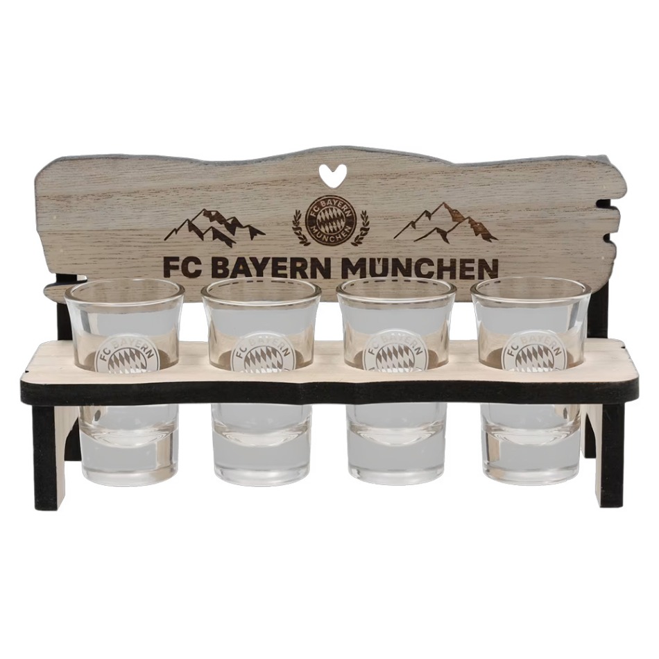 Bayern Mnichov panák štamprle stand with motifs 4 pack - Bayern Mnichov sklenice, hrníčky, misky