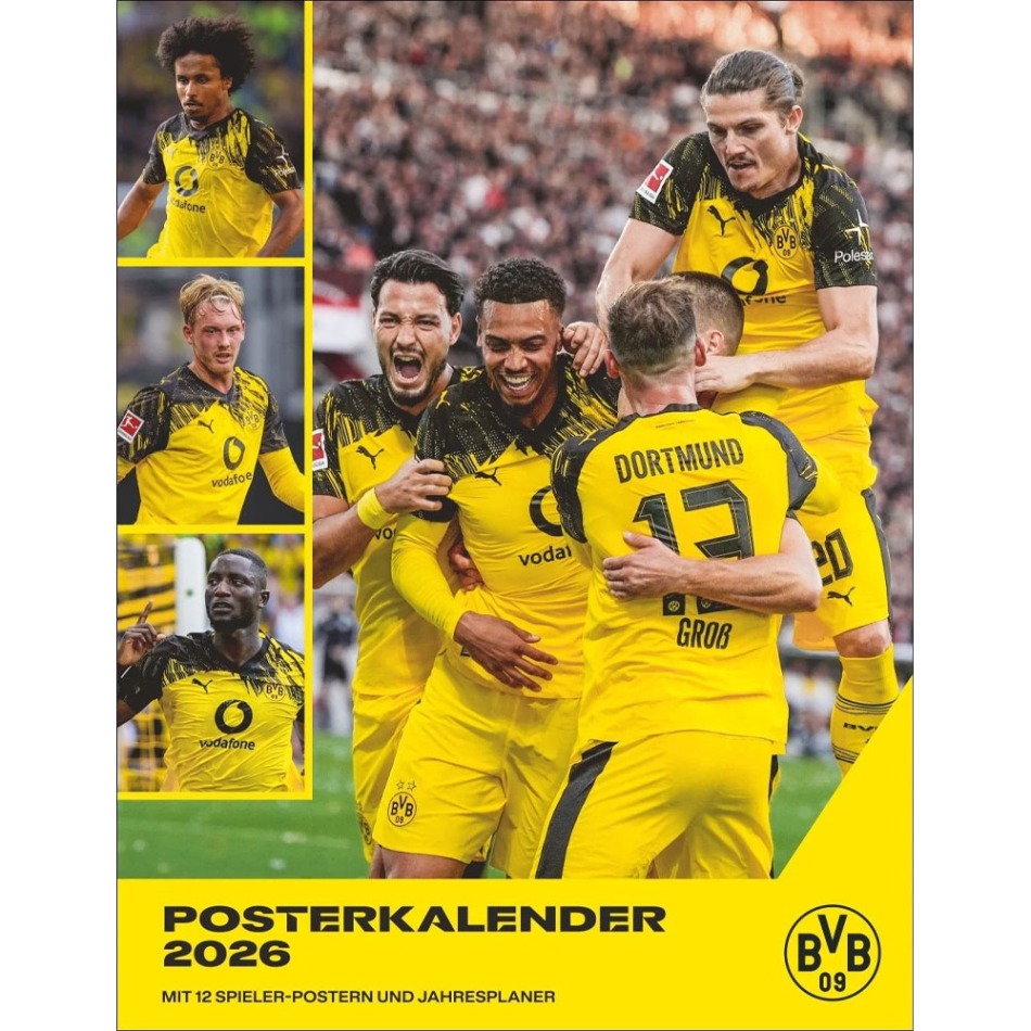 Borussia Dortmund kalendář 2026 Wall - Borussia Dortmund vlajky, plakáty