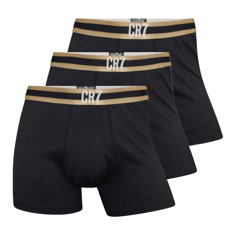 Cristiano Ronaldo pánské boxerky 3pack CR7 Basic black gold strip - Cristiano Ronaldo
