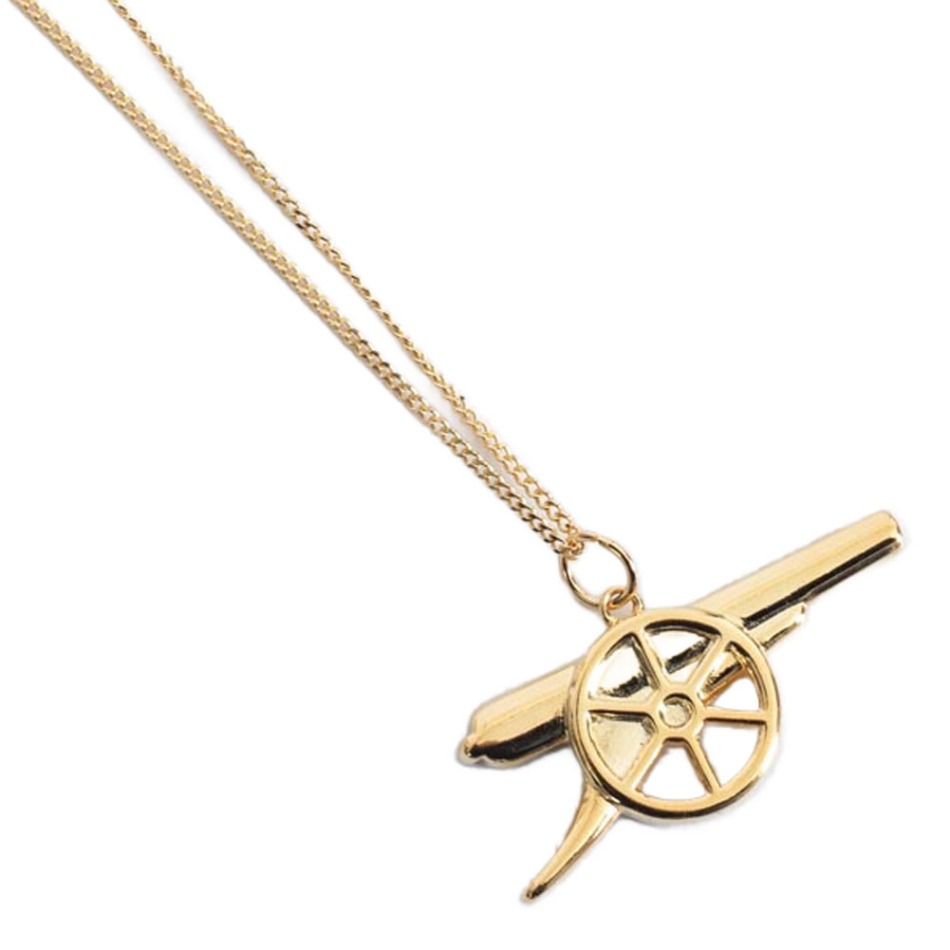 FC Arsenal řetízek na krk s&nbsp;přívěškem 18ct Gold Plated on Silver Cannon - FC Arsenal klíčenky, náramky, šperky