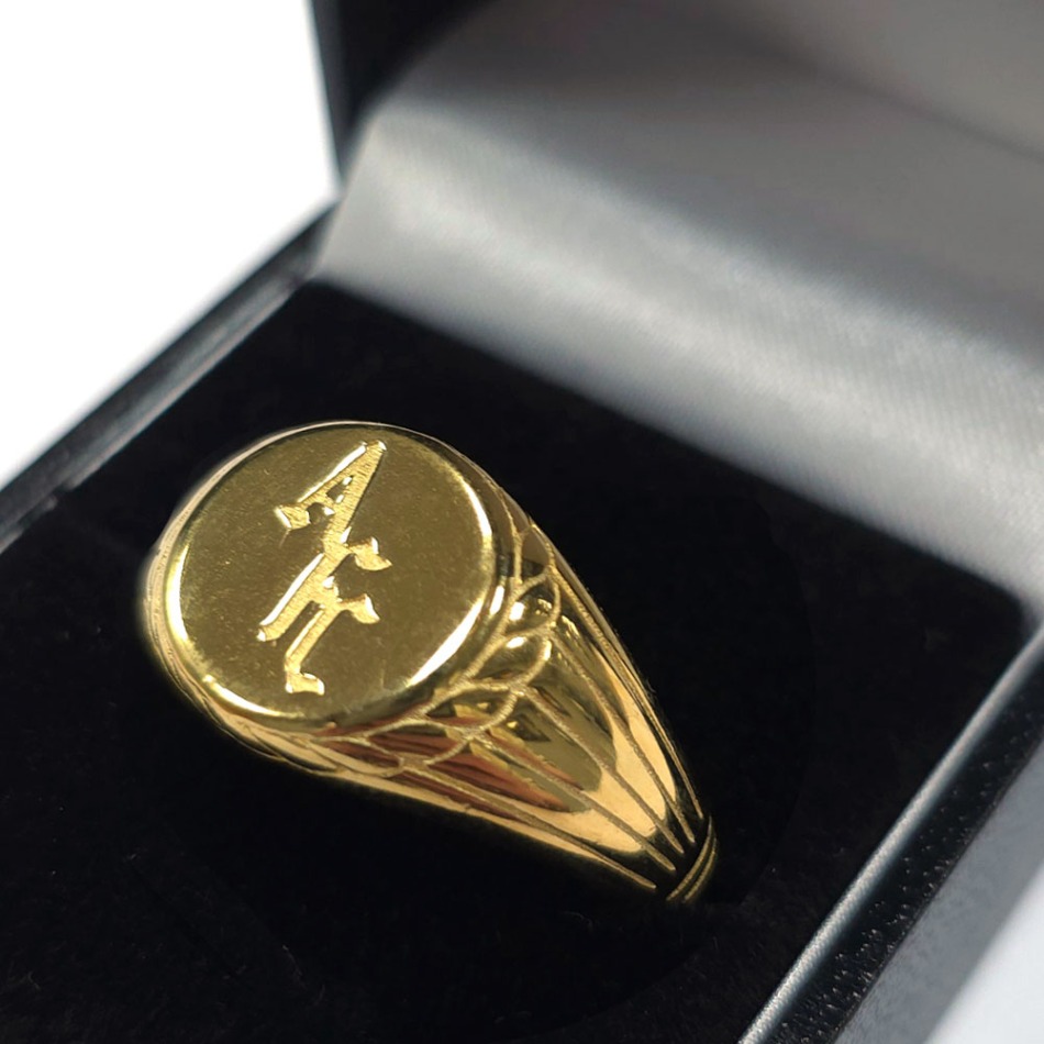 FC Arsenal prsten 18ct Gold Plated on Silver Signet Ring - V - FC Arsenal klíčenky, náramky, šperky